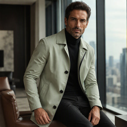 Men's Minimalist Single-Breasted Mid-Length Coat