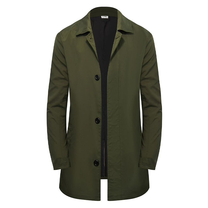 Men's Minimalist Single-Breasted Mid-Length Coat