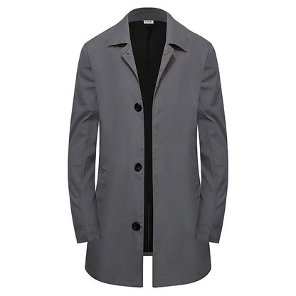Men's Minimalist Single-Breasted Mid-Length Coat