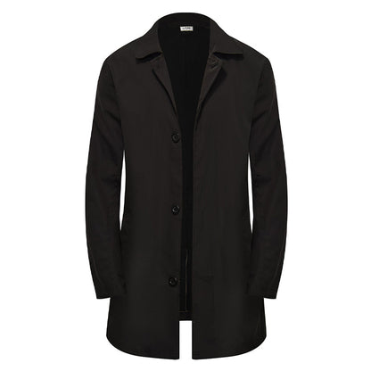 Men's Minimalist Single-Breasted Mid-Length Coat
