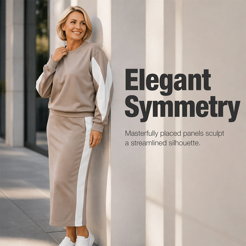 Women's Knit Two Piece Sweatshirt & Midi Skirt Set