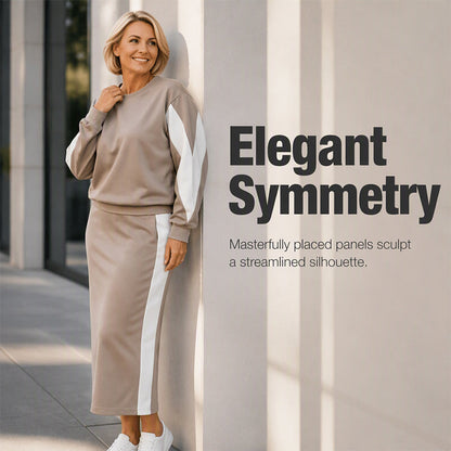 Women's Knit Two Piece Sweatshirt & Midi Skirt Set