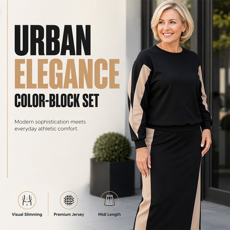 Women's Knit Two Piece Sweatshirt & Midi Skirt Set