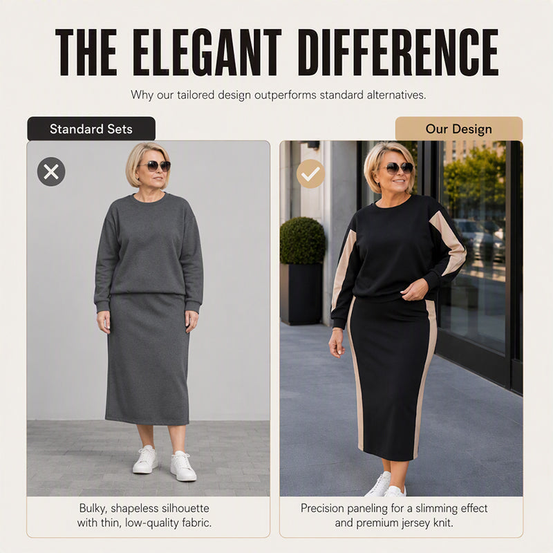 Women's Knit Two Piece Sweatshirt & Midi Skirt Set