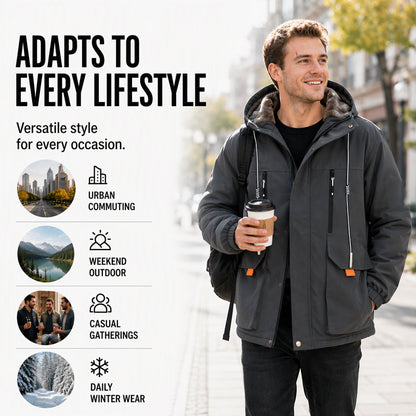 Men's Plush-Lined Hooded Parka Jacket