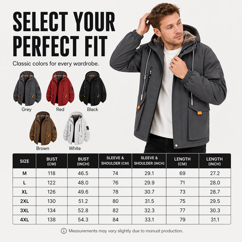 Men's Plush-Lined Hooded Parka Jacket