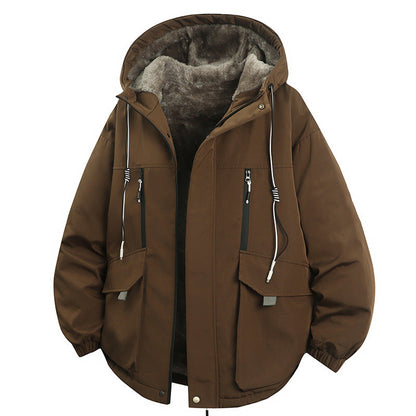 Men's Plush-Lined Hooded Parka Jacket