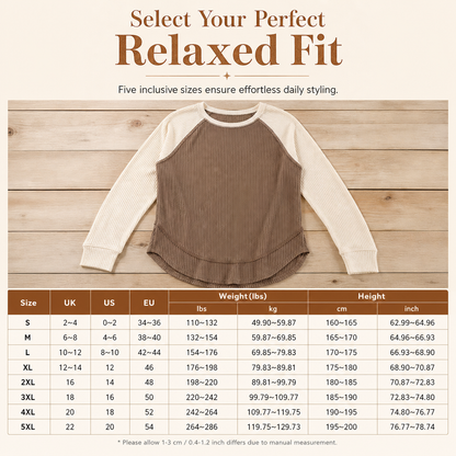 Women's Western Ranch Style Raglan Long Sleeve Knit Top with Textured Waffle Fabric and Curved Hem