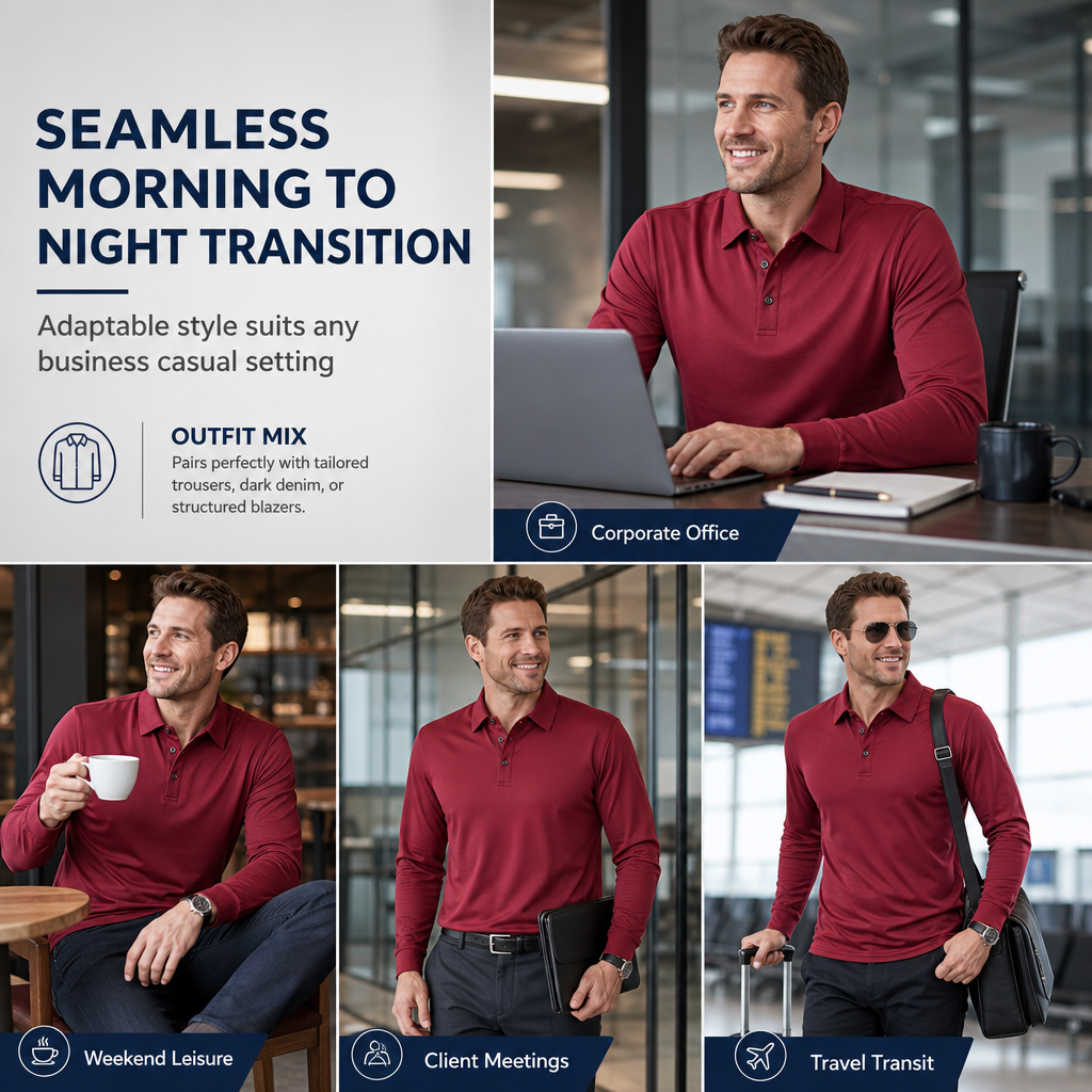 Men's Long Sleeve Collared T-Shirt