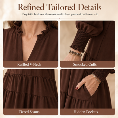 Women's V-Neck Tiered Ruffle Mini Dress
