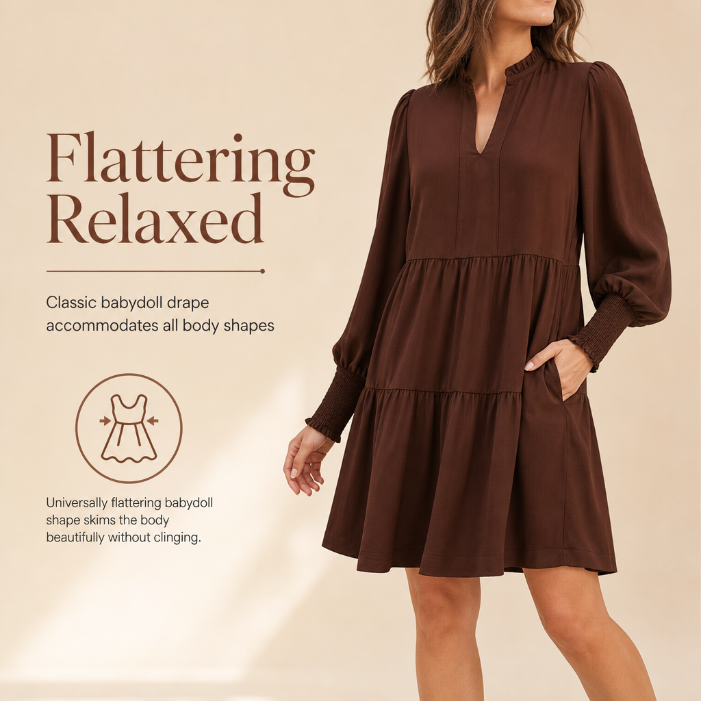 Women's V-Neck Tiered Ruffle Mini Dress