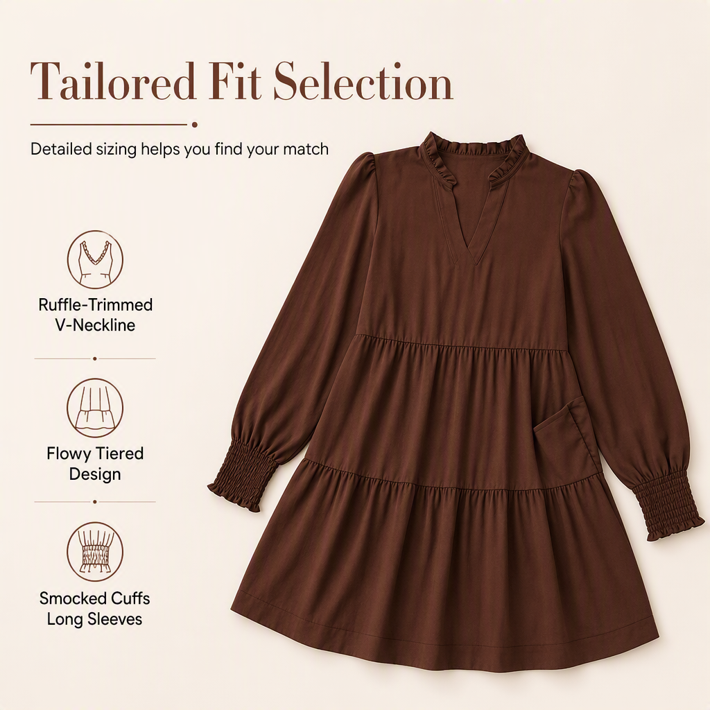 Women's V-Neck Tiered Ruffle Mini Dress
