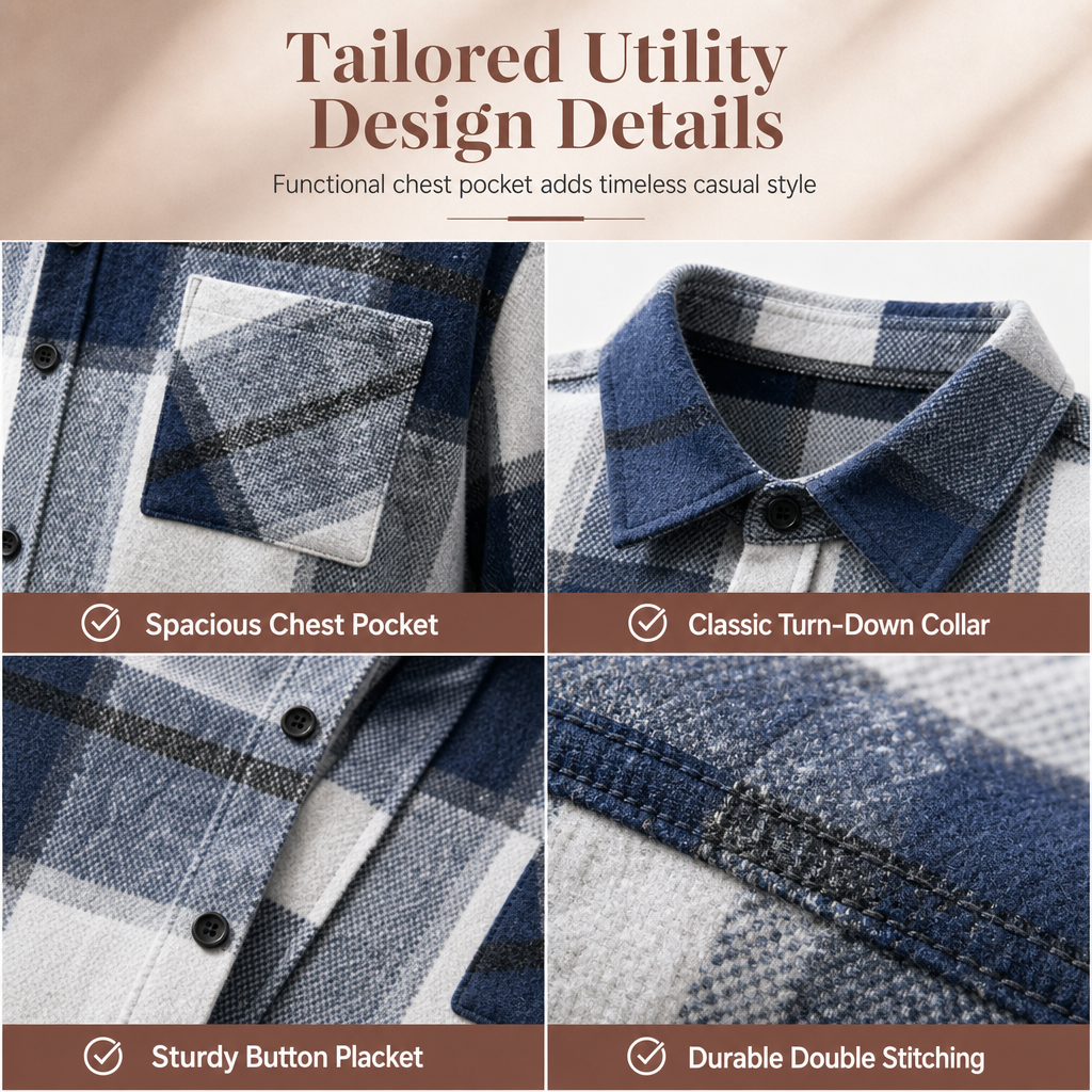 Men's Casual Plaid Flannel Shirt