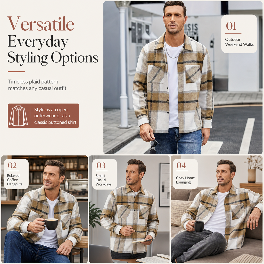 Men's Casual Plaid Flannel Shirt