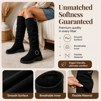 Women's Slouchy Knee-High Boots with Belt Buckle