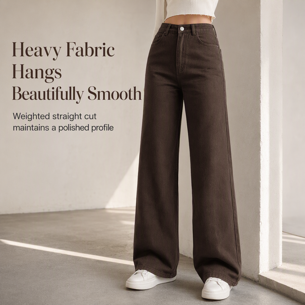 Women's Retro High Waisted Wide Leg Jeans Drapey Floor Length Denim Pants