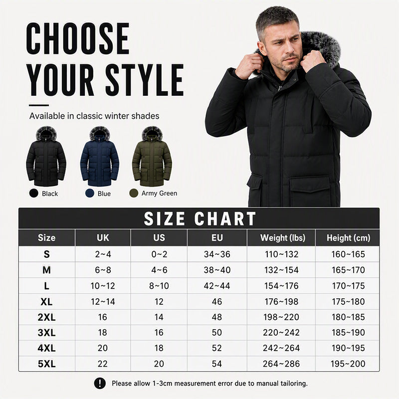 Men's Mid-Length Winter Windproof Thermal Jacket