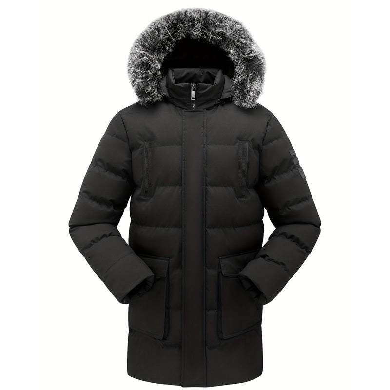 Men's Mid-Length Winter Windproof Thermal Jacket