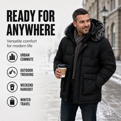 Men's Mid-Length Winter Windproof Thermal Jacket