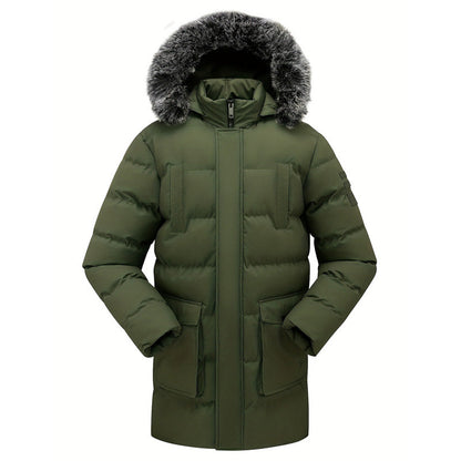 Men's Mid-Length Winter Windproof Thermal Jacket