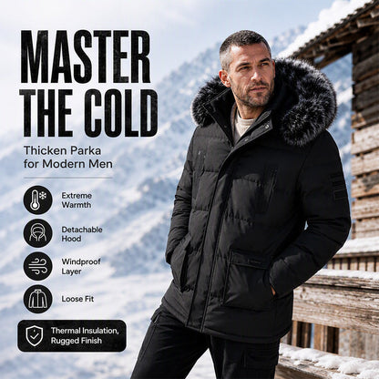 Men's Mid-Length Winter Windproof Thermal Jacket