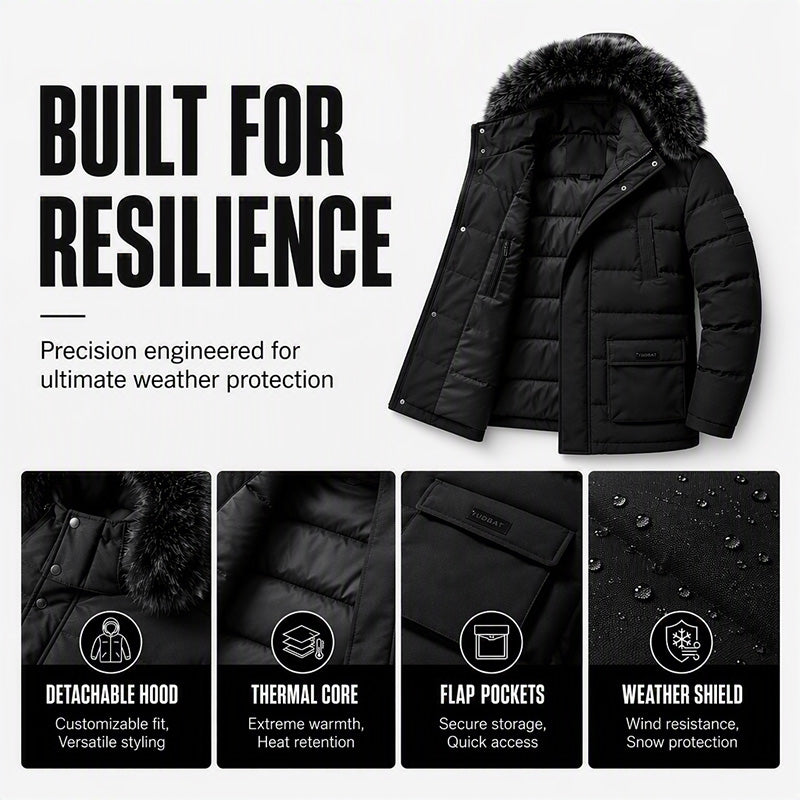Men's Mid-Length Winter Windproof Thermal Jacket