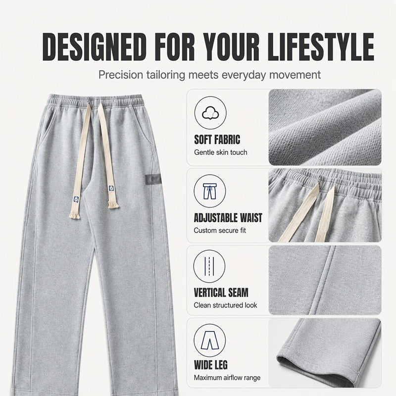 Men's Casual Wide-Leg Sweatpants with Pockets