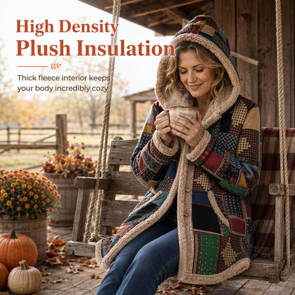 Women's Winter Cotton Linen Printed Hooded Sweatshirt Warm Plush