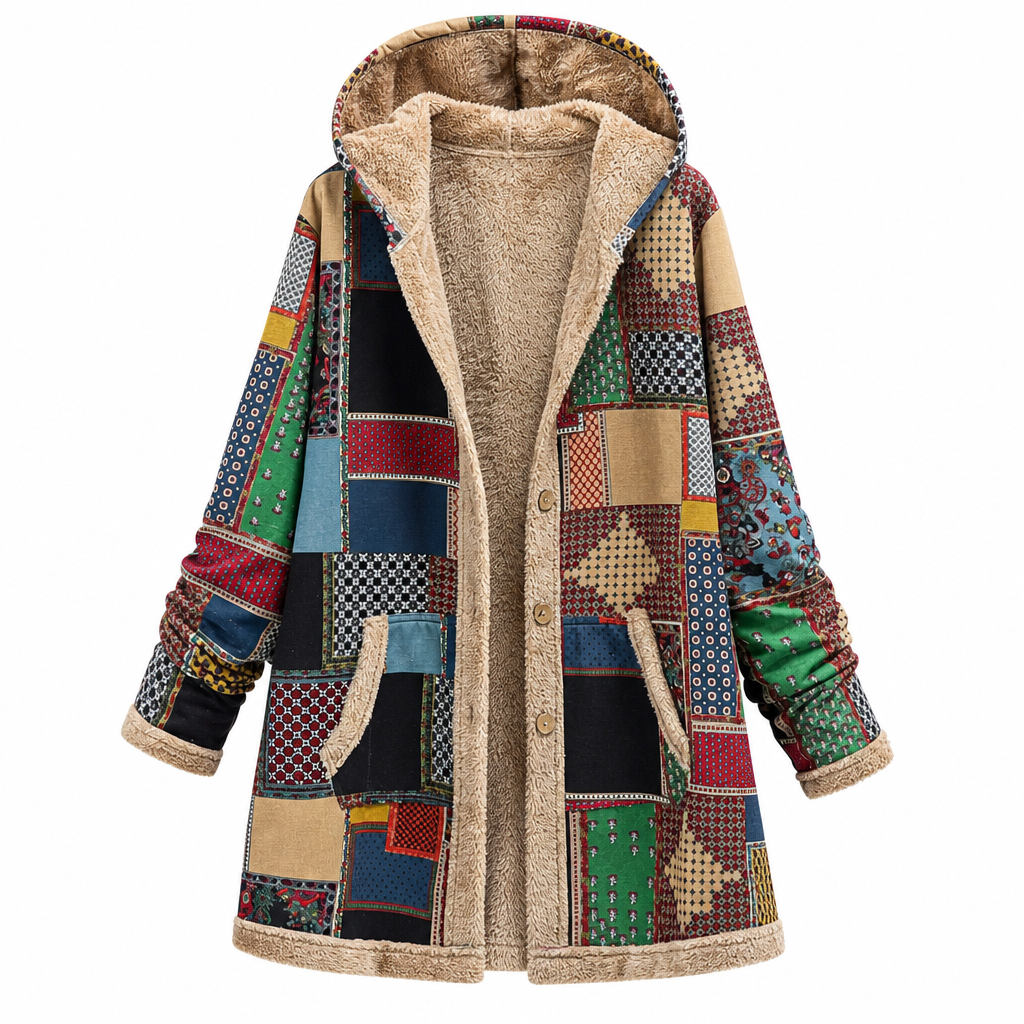 Women's Winter Cotton Linen Printed Hooded Sweatshirt Warm Plush