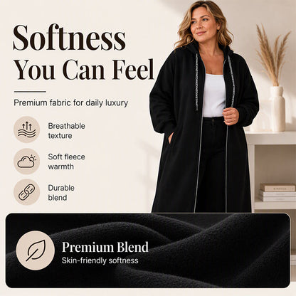 Women's Casual Longline Zip-Up Hooded Jacket