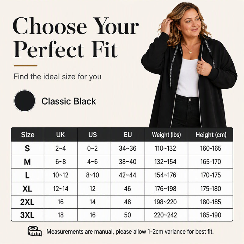 Women's Casual Longline Zip-Up Hooded Jacket
