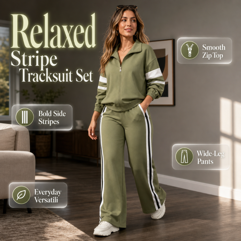 Women's Casual Sweatshirt and Wide-Leg Pants Set