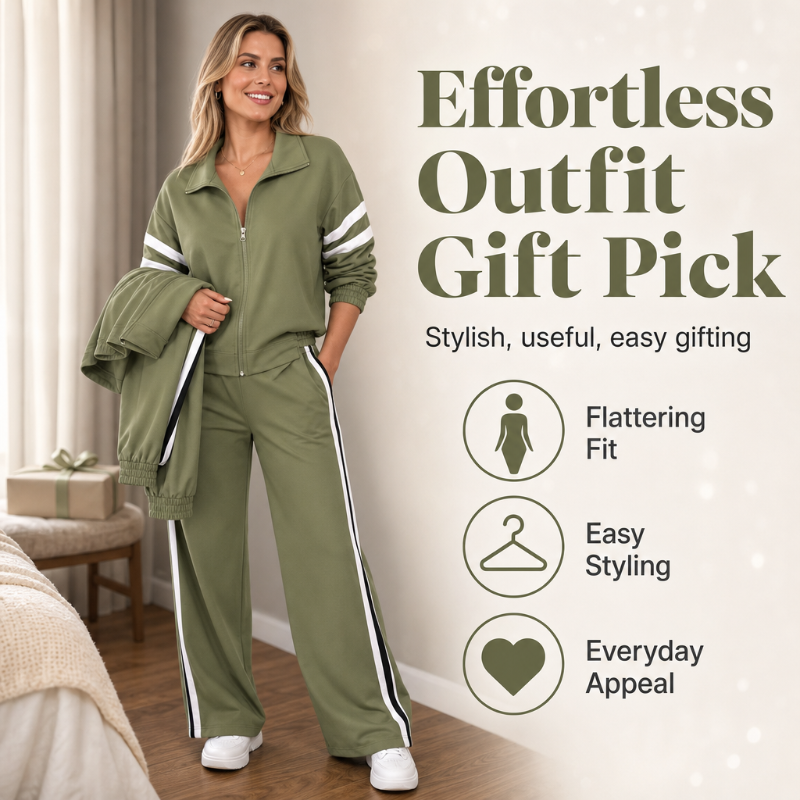 Women's Casual Sweatshirt and Wide-Leg Pants Set