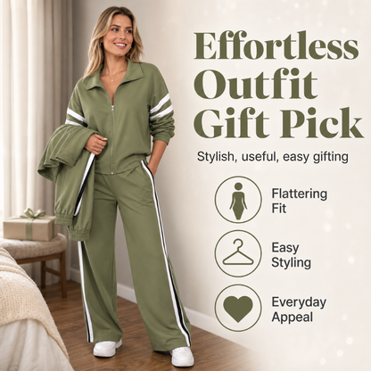 Women's Casual Sweatshirt and Wide-Leg Pants Set