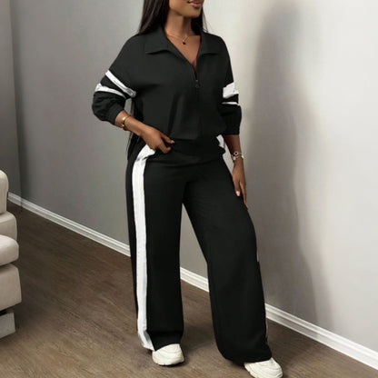 Women's Casual Sweatshirt and Wide-Leg Pants Set