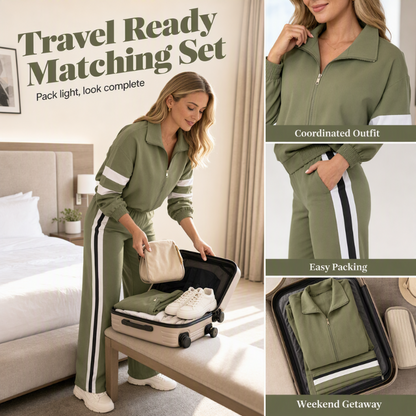 Women's Casual Sweatshirt and Wide-Leg Pants Set