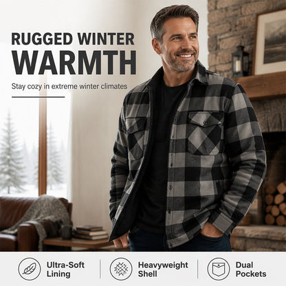 Men's Winter Thermal Plaid Shirt Jacket