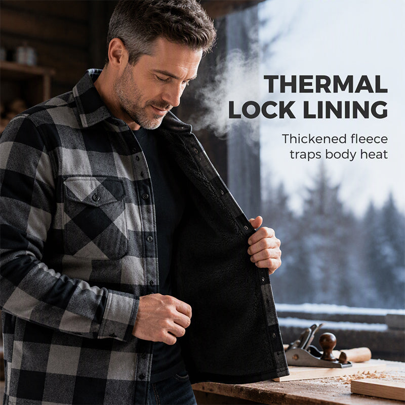 Men's Winter Thermal Plaid Shirt Jacket