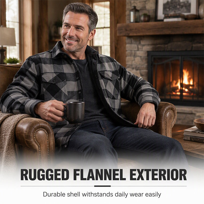 Men's Winter Thermal Plaid Shirt Jacket