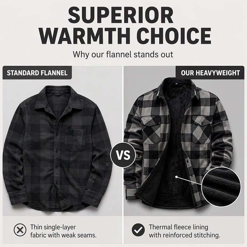 Men's Winter Thermal Plaid Shirt Jacket