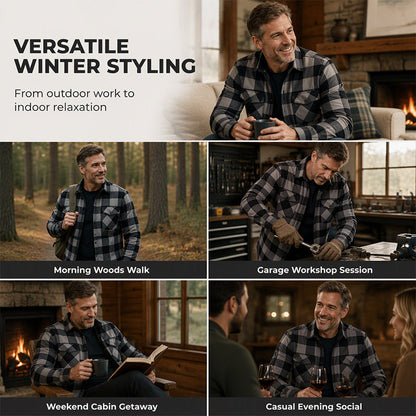 Men's Winter Thermal Plaid Shirt Jacket