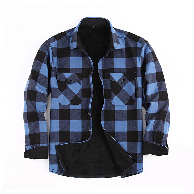 Men's Winter Thermal Plaid Shirt Jacket