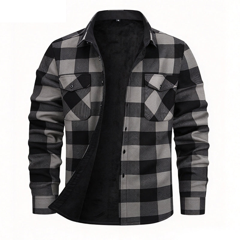 Men's Winter Thermal Plaid Shirt Jacket