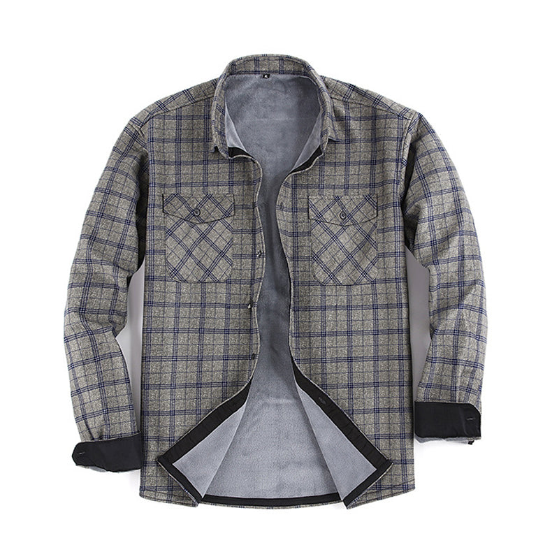 Men's Winter Thermal Plaid Shirt Jacket