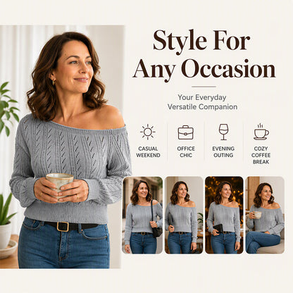 Women's Off-The-Shoulder Cropped Knit Sweater