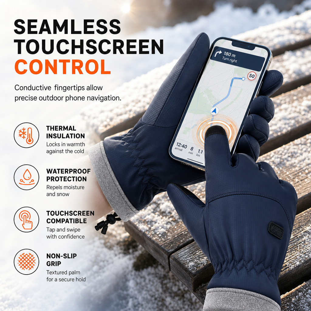 Winter Thermal Gloves for Men and Women Windproof Cold Resistant Touchscreen Non Slip Gloves for Cycling