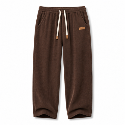 Men's Casual Corduroy Wide Leg Pants with Elastic Drawstring Waist Relaxed Fit Loose Trousers