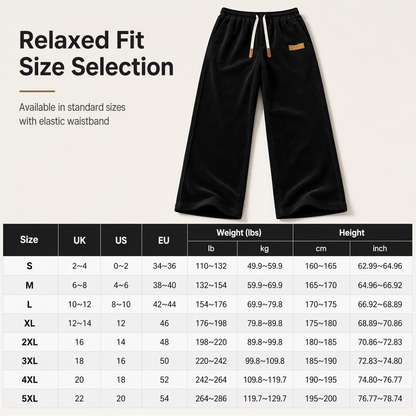 Men's Casual Corduroy Wide Leg Pants with Elastic Drawstring Waist Relaxed Fit Loose Trousers