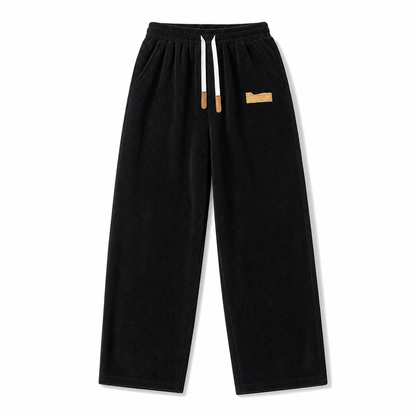 Men's Casual Corduroy Wide Leg Pants with Elastic Drawstring Waist Relaxed Fit Loose Trousers