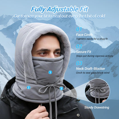 Plush-lined Thickened Thermal Hat with Face Mask